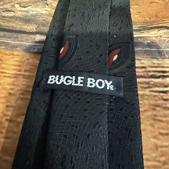 Bugle Boy Vintage Men's Neck Tie Black Blue Red Abstract Pattern 80s 90s Fashion - Picture 3 of 5